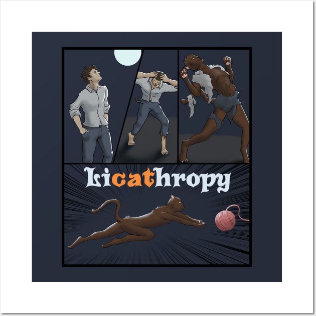 Lycathropy Funny Halloween cat Lycanthropy joke Wall Art by JettDes